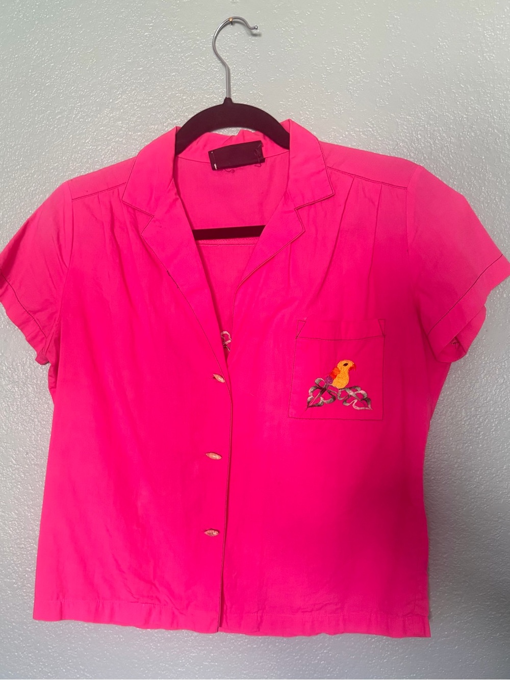 Hot pink embroidered shirt